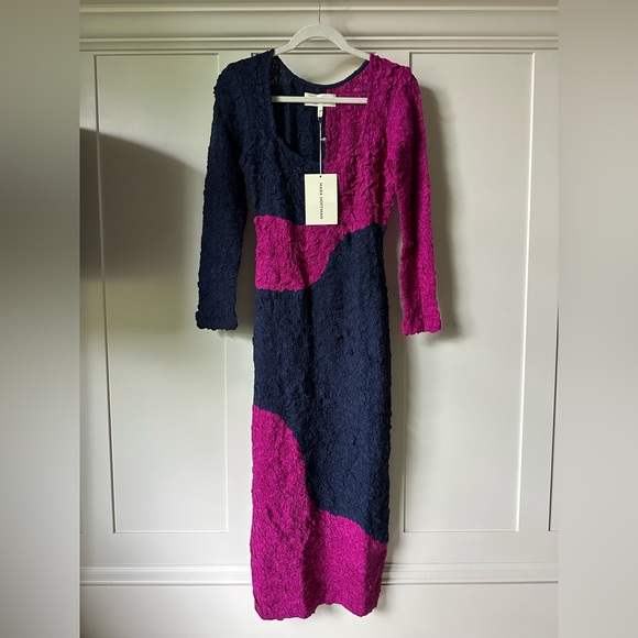 Mara Hoffman Amy Popcorn Dress Navy Pink NWT SZ S - Picture 7 of 7